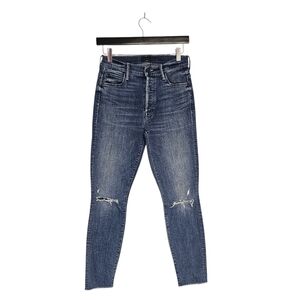 MOTHER The Stunner Ankle Fray Mid Rise‎ Skinny Distressed Blue Jeans 27 Preowned